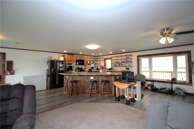 200 Mertz Rd, Bainbridge, NY 13733 - living area featuring a ceiling fan, recessed lighting, and light wood-style flooring