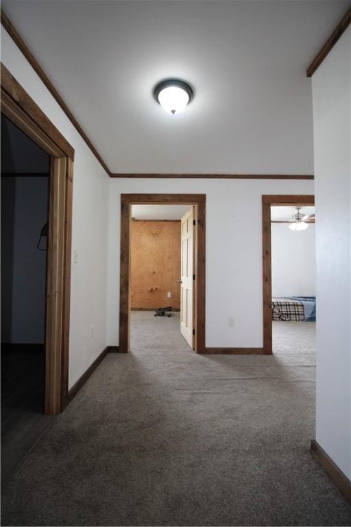 200 Mertz Rd, Bainbridge, NY 13733 - hall featuring carpet floors, baseboards, and ornamental molding