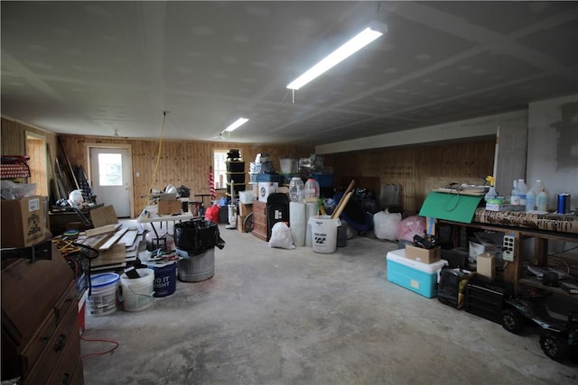 200 Mertz Rd, Bainbridge, NY 13733 - interior space featuring a workshop area, wood walls, and unfinished concrete flooring