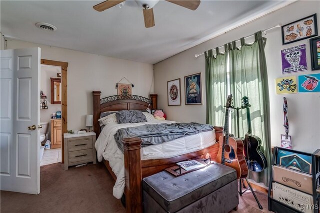 25082 Ridge Rd, Watertown-Town, NY 13601 - carpeted bedroom featuring a ceiling fan and visible vents
