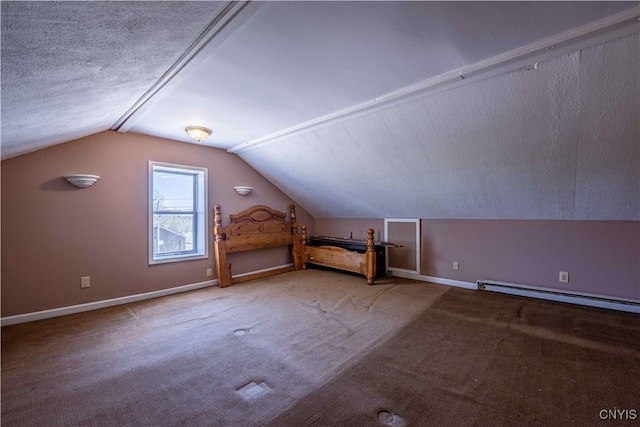11511 State Route 26, Ava, NY 13303 - interior space featuring vaulted ceiling, carpet floors, baseboards, and a baseboard heating unit