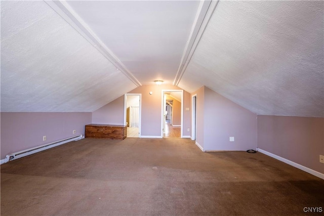 11511 State Route 26, Ava, NY 13303 - additional living space with baseboards, a baseboard radiator, lofted ceiling, and carpet flooring