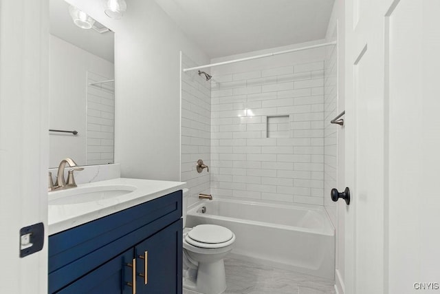 LOT379TIMBERBANKS 8032 Forest Rdg, Lysander, NY 13027 - bathroom featuring toilet, shower / bath combination, marble finish floor, and vanity