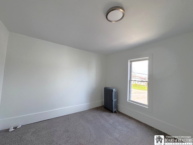 184 W 2nd St, Dunkirk-City, NY 14048 - unfurnished room with baseboards, carpet flooring, and radiator heating unit
