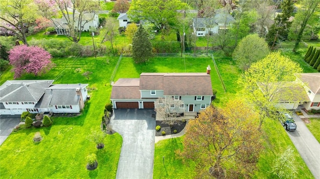 aerial view featuring a residential view