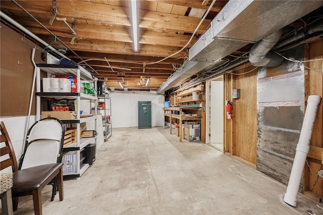 view of unfinished basement