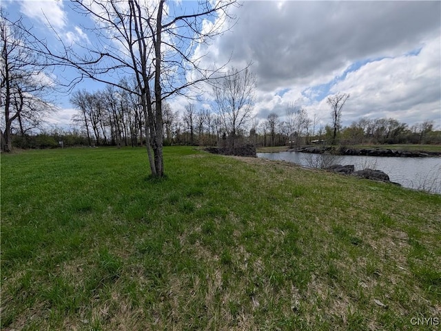 view of yard with a water view