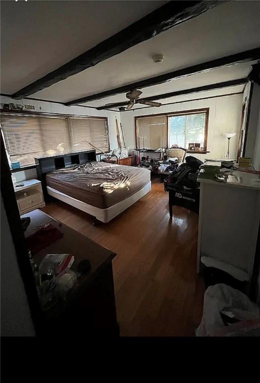 2 Park Pl, Delhi, NY 13753 - bedroom with beam ceiling and wood finished floors