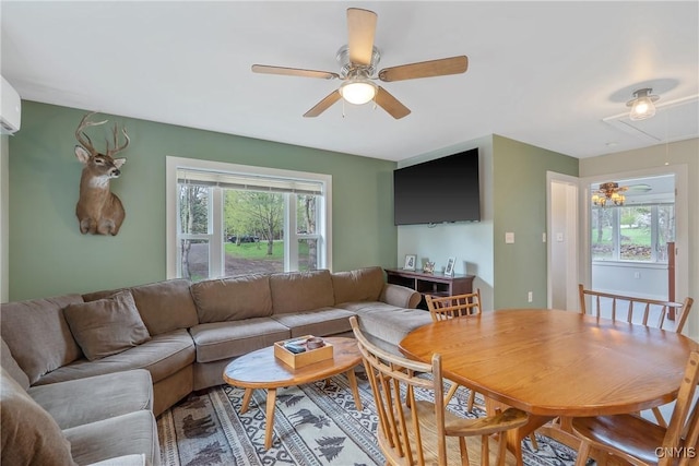 216 Harry Bryant Rd, Amboy, NY 13493 - living area featuring a ceiling fan, healthy amount of natural light, and attic access