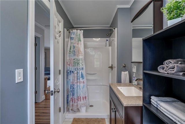 25524 County Route 57, Lyme, NY 13693 - full bath with crown molding, a shower stall, and vanity