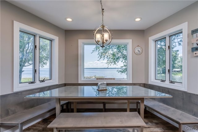 25524 County Route 57, Lyme, NY 13693 - dining space featuring plenty of natural light, recessed lighting, wood finished floors, and a chandelier