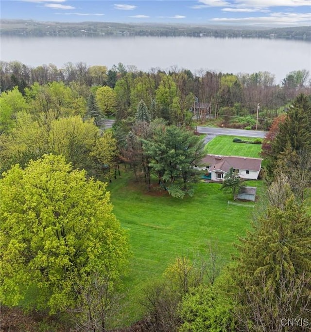 view from above of property featuring a large body of water