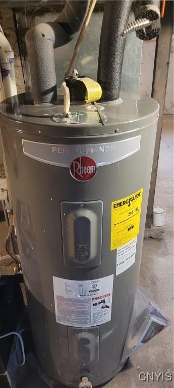 utility room featuring electric water heater