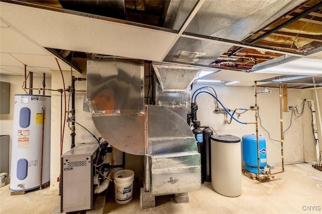 utility room with water heater