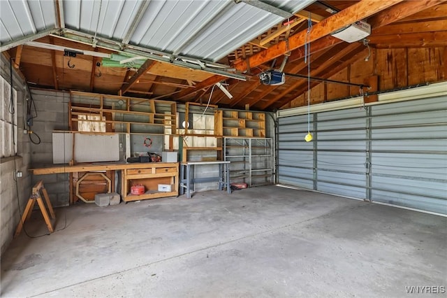 garage with a garage door opener