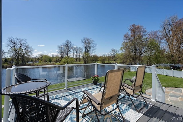222 William St, Brownville, NY 13634 - deck with fence, a water view, and a yard