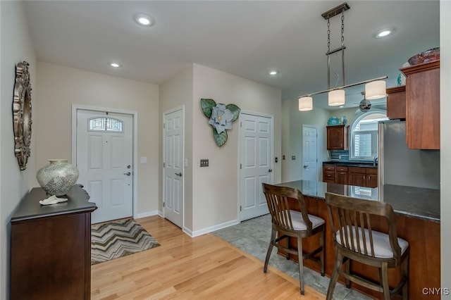 222 William St, Brownville, NY 13634 - foyer featuring recessed lighting, baseboards, and light wood finished floors