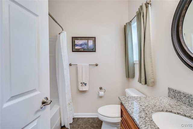222 William St, Brownville, NY 13634 - bathroom with toilet, baseboards, shower / tub combo, and vanity