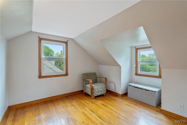 504 Beverly Dr, Camillus, NY 13219 - additional living space with plenty of natural light, baseboards, light wood-style floors, and lofted ceiling