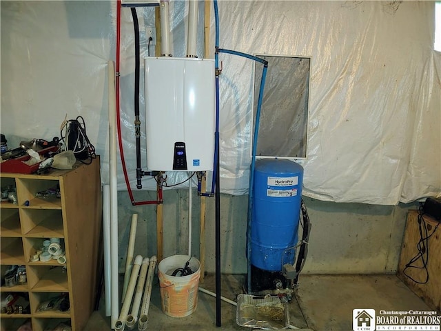 804 Smith Rd, Villenova, NY 14062 - utility room with tankless water heater