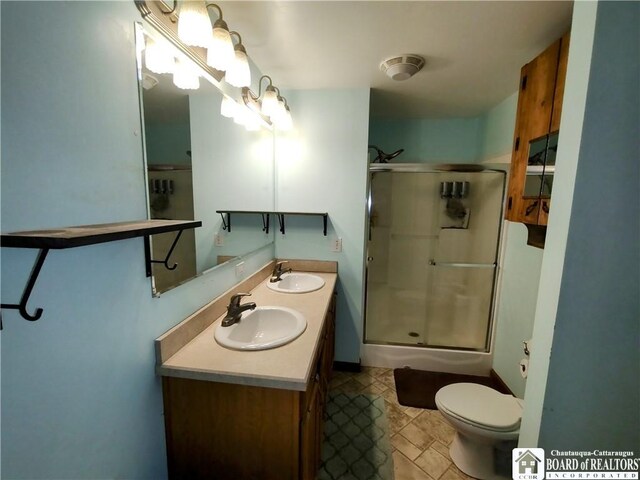 804 Smith Rd, Villenova, NY 14062 - full bath with a stall shower, double vanity, and toilet