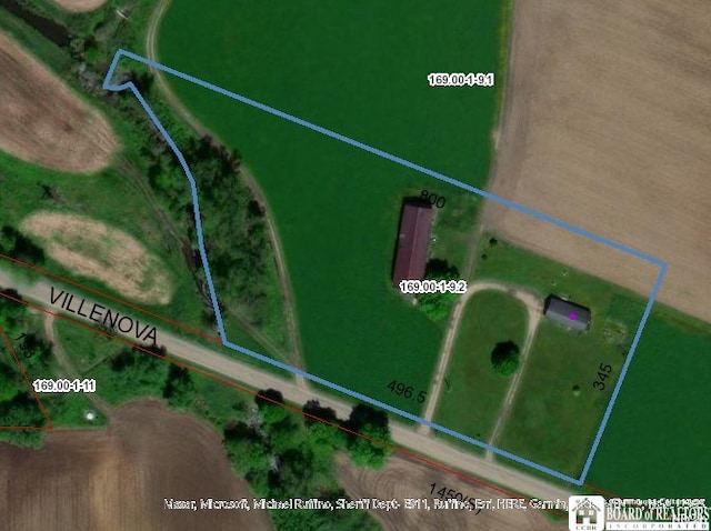 804 Smith Rd, Villenova, NY 14062 - aerial map of property and surrounding area with property parcel outlined