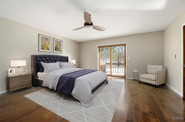 3578 S St, Kirkland, NY 13323 - bedroom featuring baseboards, access to outside, ceiling fan, and wood finished floors