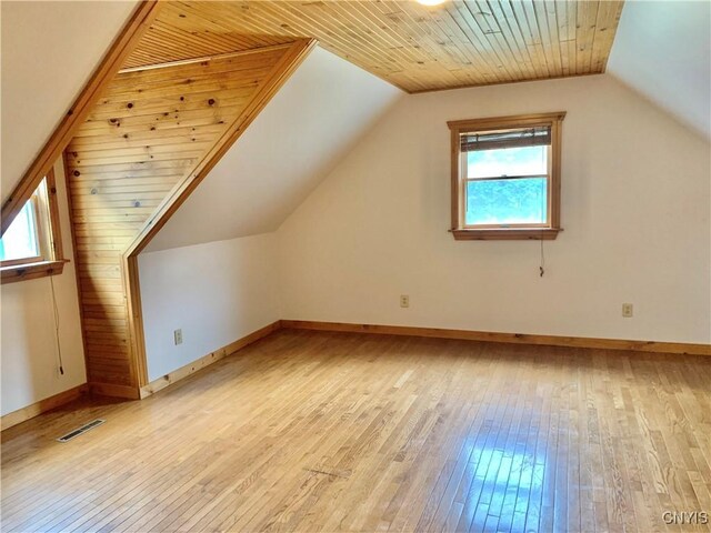 5048 State Route 28, Webb, NY 13420 - additional living space with a healthy amount of sunlight, light wood-style flooring, wooden ceiling, and visible vents