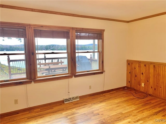 5048 State Route 28, Webb, NY 13420 - spare room with a water view, light wood finished floors, a wealth of natural light, and visible vents