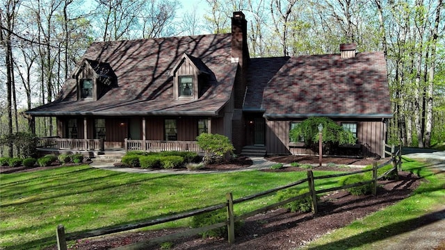 10400 Fox Ridge Rd, Corning, NY 14830 - view of front of property featuring a chimney, board and batten siding, and a porch