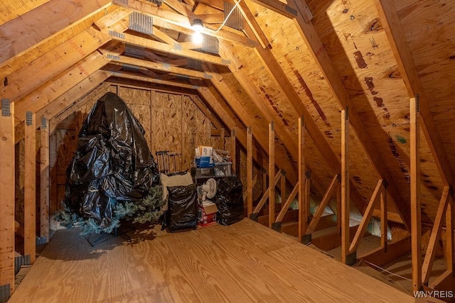 view of unfinished attic