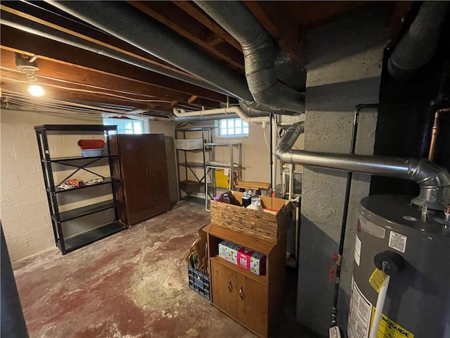 basement with water heater