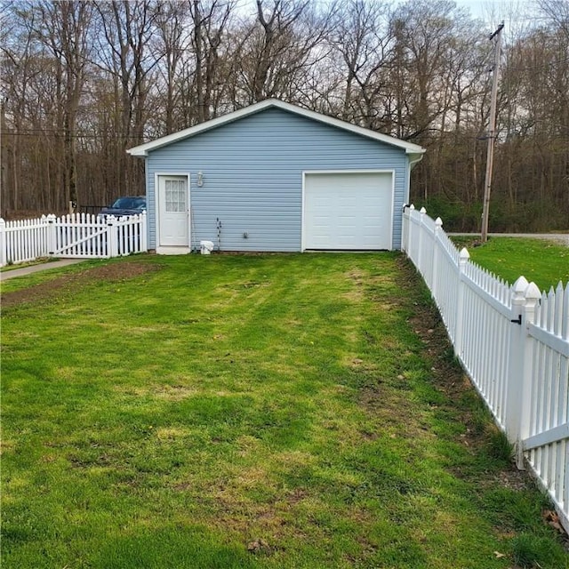 detached garage with fence