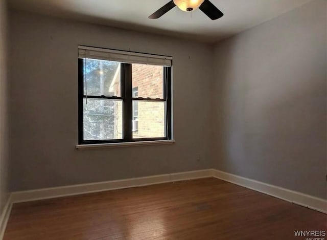 empty room with baseboards, a wealth of natural light, and wood finished floors