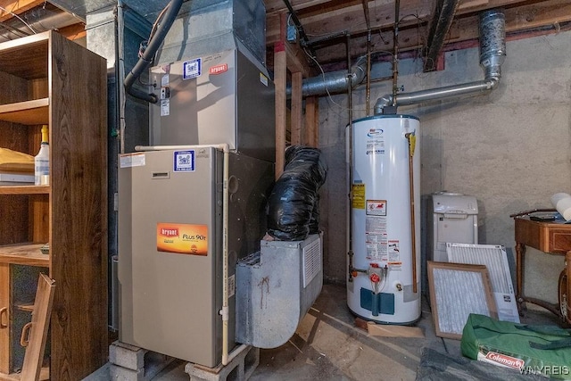 utilities with water heater and heating unit