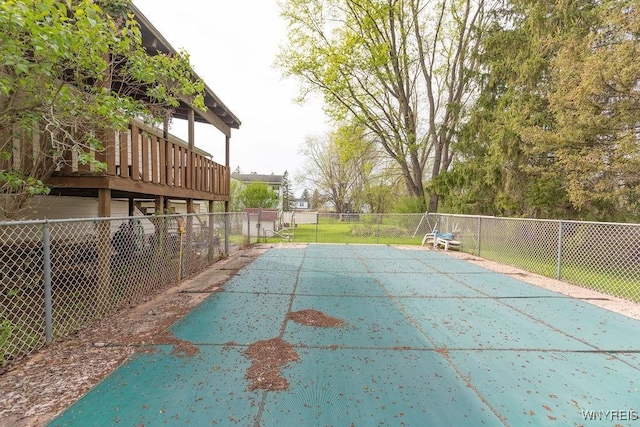 view of pool featuring a fenced in pool and fence