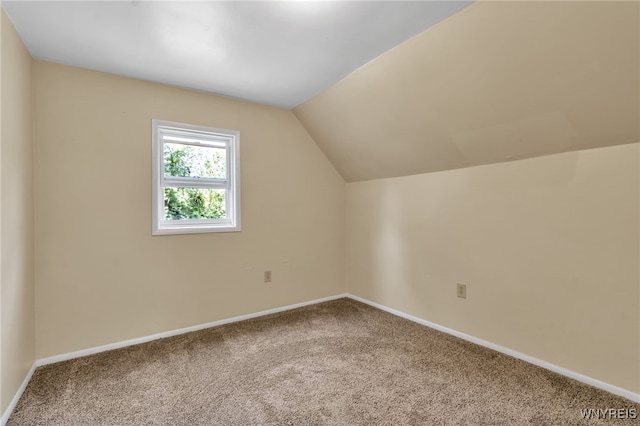 bonus room featuring carpet flooring, baseboards, and vaulted ceiling