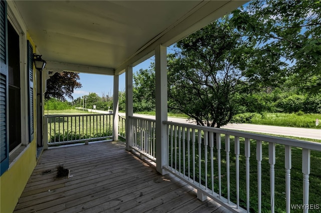 wooden terrace with covered porch