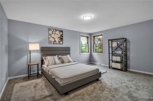 bedroom featuring baseboards and carpet