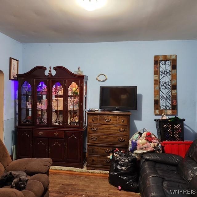 living area with wood finished floors