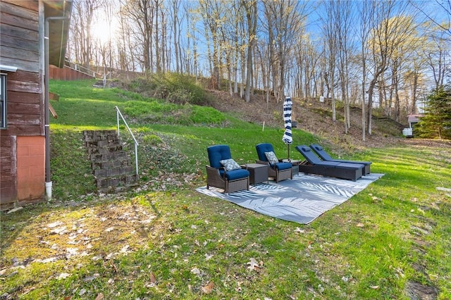 view of yard with a patio area