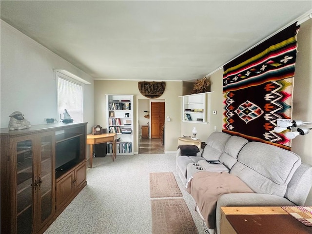 living room with light carpet