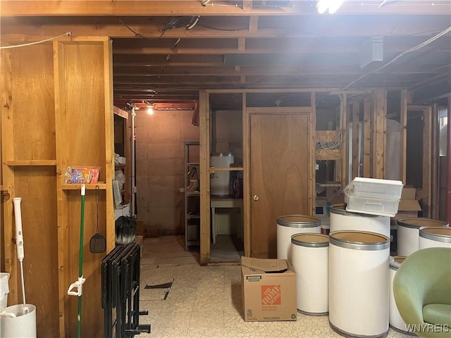 view of unfinished basement
