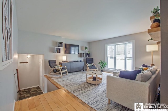 living area featuring wood finished floors
