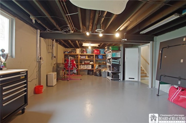 basement featuring stairway