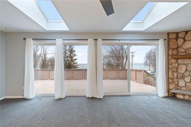 7893 Lake Rd, Sodus, NY 14555 - interior space featuring carpet, visible vents, and a skylight
