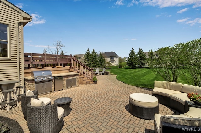 view of patio featuring area for grilling and an outdoor living space