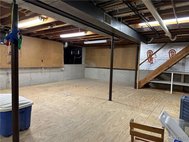 unfinished below grade area featuring visible vents