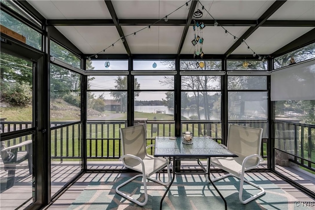 44458 County Route 100, Alexandria, NY 13640 - sunroom featuring a water view and outdoor dining space
