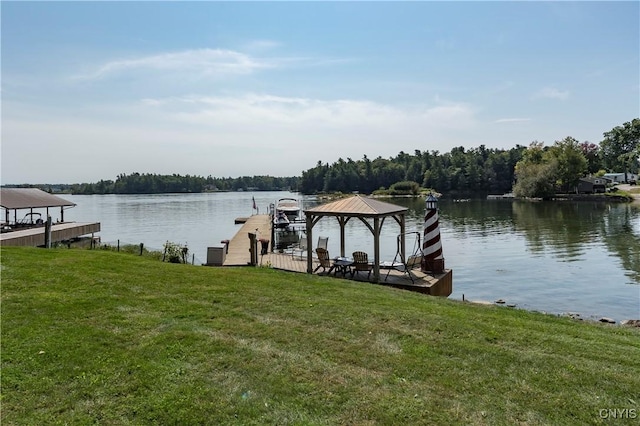44458 County Route 100, Alexandria, NY 13640 - dock area featuring a yard, a gazebo, and a water view